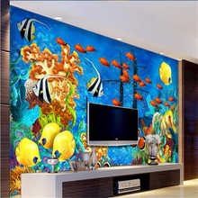 Beibehang-papel tapiz 3d de pared con imagen de peces tropicales, mural personalizado, mundo oceánico moderno 2024 - compra barato