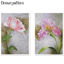 Pink rose iris flowers cross stitch kits package 18ct 14ct 11ct cloth silk cotton thread embroidery DIY handmade needlework 2024 - buy cheap