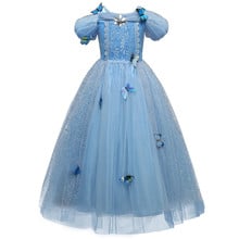 Платья для девочек; Синие вечерние платья принцессы с бабочками; Детское бальное платье; Карнавальный костюм; Высокое качество 2024 - купить недорого
