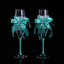 Óculos de torrar de casamento com renda branca e verde, 2 unidades, caixa de presente champanhe para decoração de casamento 2024 - compre barato