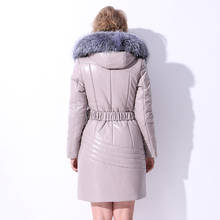 European Winter Women PU Leather Down Parkas Coats Fox Fur Hoody 70% Feather Down Overcoat Plus Size 4XL 5XL 6XL  LF4153 2024 - buy cheap