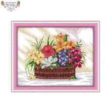 Joy Sunday Flowers Home Decor H415 14CT 11CT Stamped Counted Blossoms Scent The Air Embroidery Cross Stitch Kit 2024 - buy cheap