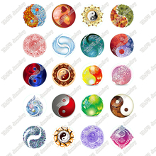 20 pçs/lote 18mm 20mm 25mm Rodada Colorido Tai Chi Padrão Vidro Cabochon para a Jóia DIY Fazendo Descobertas & Componentes T038 2024 - compre barato