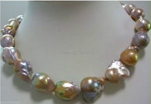 Wholesale free hot sale>>>>>CLASSIC Big South sea Colorful Baroque Pearl NECKLACE 2024 - buy cheap