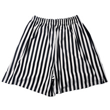 Summer Woman Wide leg Hot Short Black White Vertical Striped Shorts Office Lady Loose High Waist Casual Cotton 2024 - buy cheap