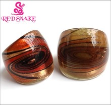 RED SNAKE Fashion Ring Handmade Black with Gold sand Spiral pattern Murano Glass Ring 2024 - buy cheap