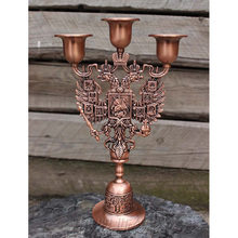 Candelabro de Metal de 3 brazos para decoración del hogar, candelabro de doble diseño ruso, arte Retro, artesanía, regalo 2024 - compra barato