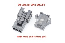 10 Sets/lot 3 Pin JST 2.54mm SM2.54 series,  Multipole Connector plug, With male and female pins 2024 - buy cheap