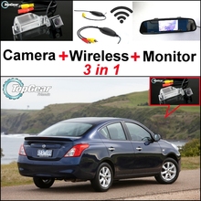 Специальная камера заднего вида 3 в 1 + беспроводной приемник + монитор зеркала, простая Самостоятельная парковочная система для Nissan Almera 2024 - купить недорого