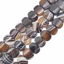 Lii Ji-Cuentas sueltas de forma ovalada para joyería, abalorios de 38cm con raya de ónix, café, Ágata marrón, Bosrwana, aproximadamente 15x20mm 2024 - compra barato