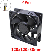 Cooler 12038 120x120x38mm, ventilador de refrigeração com rolamento de esferas duplo pwm 4 pinos para caso de servidor industrial, dissipação de calor de mineração bitcoin 2024 - compre barato