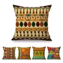 Fronha de algodão, capa de cadeira de linho com estampa geométrica da moda, estilo africano, étnico, decorativa exótica, sofá, fronha 2024 - compre barato