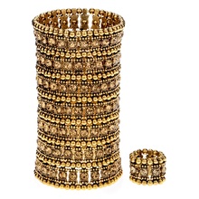 Conjunto de anel e pulseira de noiva, multicamadas, esticáveis, joias de cristal, para casamento, mãe, namorada, presente b15, dropshipping 2024 - compre barato