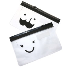 2 Pcs Smiley Face Student Bags Moustache Mr. File Bag Waterproof Translucent Scrub File Bag Stationery Organizer 2024 - buy cheap