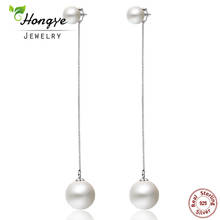Hongye Double Natural Pearl Earrings,Fashion 925 Sterling Silver Jewelry, Women Dangle Drop Earrings For Wedding/Party Gift Box 2024 - buy cheap
