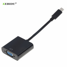 Kebidu-cabo adaptador usb-c a vga, conversor de cabo macho a fêmea, usb 3.1 tipo c, para macbook, 12 polegadas, chromebook pixel 2024 - compre barato