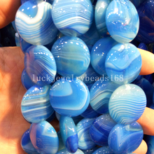 Free Shipping Fashion Jewelry 25mm Beautiful Sky Blue Stripes Carnelian Round Loose Beads 16pcs FG7176 2024 - buy cheap