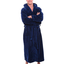 Fashion Casual Men's Winter Lengthened Plush Shawl Bathrobe Home Clothes Long Sleeved Robe Plush Warm Male Coat Night Dressing 2024 - buy cheap