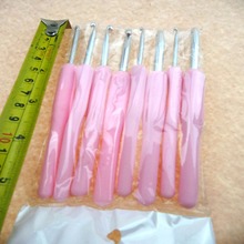 8 size/set 15 set/lot 12cm Pink Rubber Handle Crochet Hooks Knitting Needle DIY Carfts Yarn Knitted Tool 2024 - buy cheap