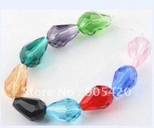 OMH wholesale 50pcs 8x6mm 10x14mm mixed RED PIK green Glass crystal drop teardrop spacer beads Fit pendant  SJ16 2024 - buy cheap