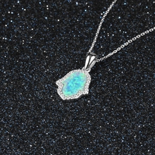 Collares con colgante geométrico de ópalo azul para mujer, de Plata de Ley 925 auténtica, joyería fina, regalo de aniversario 925 2024 - compra barato