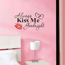 Wall Sticker Quote Always Kiss Me Goodnight Red Lips Home Decor Removable Stickers Wall Decor Bedroom Decor Accessories 2024 - buy cheap