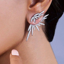 ACCKING Elegant Famous Design Leaf Full Mirco Paved Microl Zirconia Wedding Earring Fashion Jewelry 2024 - buy cheap