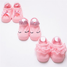 Бесплатная доставка; 3 пар/лот; Носки для мальчиков и девочек; Кружевные носки принцессы для маленьких девочек; Хлопковые носки для новорожденных; Одежда для малышей; Аксессуары 2024 - купить недорого