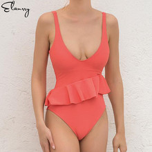 2019 Newest Women Sexy Monokini Backless Sexy One Piece Bathing Suits Flouching Summer Padded Swimwear Deep V Bathing Suit 2024 - buy cheap