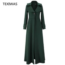 TEXIWAS осенне-зимний облегающий длинный тренчкот большого размера, женский кардиган, верхняя одежда, уличное пальто на пуговицах, Женская ветровка 2024 - купить недорого