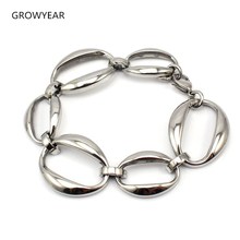 Silver Color Women Fashion Jewelry Bracelet O Shaped Charms 316L Stainless Steel  Link Chain Bracelet Bangle Lobster Clasp 2024 - buy cheap