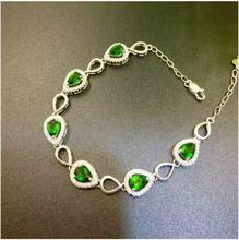 Free Shipping Natural and real Diopside Bracelets 925 sterling silver Fine jewelry gems 4*6mm 6pcs 2024 - buy cheap