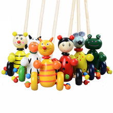 Baby Wooden Toys for Children Cute Colorful Puzzles Cartoon Animals Wooden Trolley  Wood Toys For Kids Gift Random Color 2024 - buy cheap