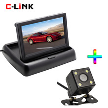 Assistente de estacionamento automotivo, câmera traseira com 4 luzes led, 2 vias, entrada de vídeo, alta resolução, 4.3 ", cor, tft, lcd 2024 - compre barato