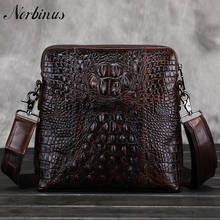 Norbinus Men Genuine leather Handbags Real Cowhide Crocodile Style Shoulder Bags Crossbody Messenger Brand Designer Business Bag 2024 - buy cheap