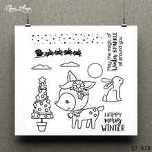 Little Deer and Rabbit  Design Clear Stamp for Scrapbooking Rubber Stamp Seal Paper Craft Clear Stamps Card Making 2024 - buy cheap
