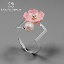 Lotus Fun momento Plata de Ley 925 auténtica perla Natural joyería creativa de moda anillo de flores minimalismo anillo Irregular para las mujeres 2024 - compra barato