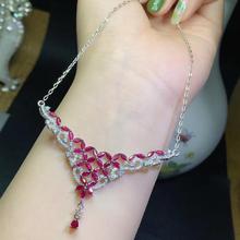 Модное ожерелье с красным рубином и драгоценными камнями для женщин, Серебряное ювелирное изделие, натуральный драгоценный камень, подарок на день рождения, юбилей, банкет, изысканное ювелирное изделие 2024 - купить недорого