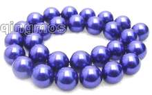 Qingmos 14mm Round Dark Blue SEA shell PEARL Loose beads strands 15"-los361 Wholesale/retail Free shipping 2024 - buy cheap