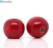 Doreen Box-Cuentas espaciadoras de madera, redondas, teñidas en rojo, 10x9mm (B13664), 200 2024 - compra barato
