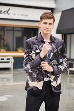 Casamento social com estampa, jaqueta masculina blazer social para outono 2024 - compre barato