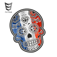 EARLFAMILY 13cm X 10.7cm Mexican Day of-the Dead Sugar Skull with France French Tricolore Flag Motif External Vinyl Car Stickers 2024 - buy cheap