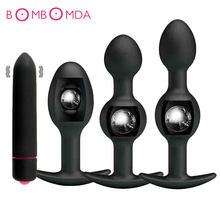 Silicone Anal Plug with Metal Ball Smooth Butt Plug Prostate Massager Buttplug Bullet Vibrator Adult Sex Toys for Men Women Gay 2024 - buy cheap