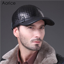 Aorice Fashion Men's Real Genuine Leather Baseball Hat Cadet Cap Biker Motorcycle Star Studded Men High Quality Warm Caps HL070 2024 - buy cheap