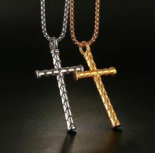 XMAS Gifts Biker Stainless Steel Fashion Solid Cross Necklace Pendant with rolo  Chain 24'' 2024 - buy cheap