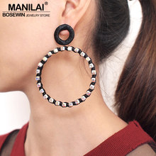 MANILAI Big Round Rhinestones Statement Earrings For Woman Charm Handmade Ribbon Geometric Dangle Earrings Girls Party Jewelry 2024 - buy cheap