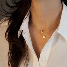 Europe And The United States 2020 Fashion Big Necklace Double Metal Discs Women Clothing Accessories Jewelry Wholesale Necklace 2024 - buy cheap