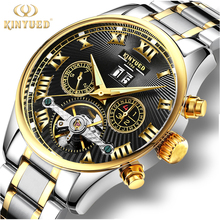 KINYUED Classic Skeleton Tourbillon Mechanical Watch Men Stainless Steel Band Self Winding Automatic Men's Watches Male Horloges 2024 - buy cheap
