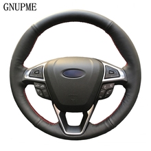 GNUPME Black Artificial Leather Hand-stitched Car Steering Wheel Cover for Ford Mondeo Ford Focus 3 2015-2018 Steering braid 2024 - buy cheap