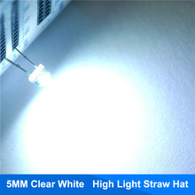 100pcs 5mm White Straw Hat Light Emitting Diode LED Lamp Wide Angle 5 mm 20mA Ultra Bright (Clear Lens) Electronics Components 2024 - buy cheap